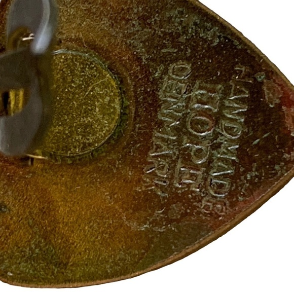 Vintage Copper Enamel Earrings Handmade Hope Denmark - Picture 2 of 5